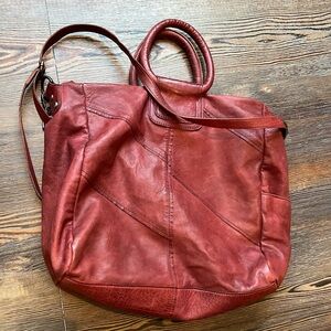 HOBO Maroon Deep Red Sheila Large Bag Crossbody Strap Double Circle Handles